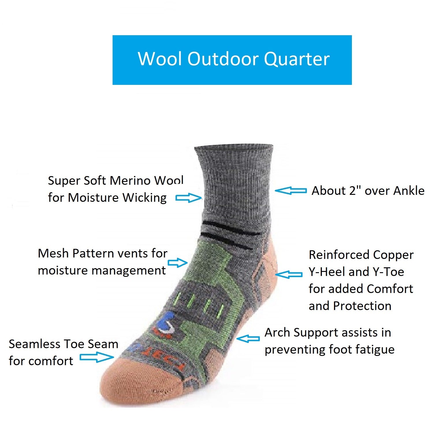 Quarter Cut Hiking Socks (Men) - 1 Pair