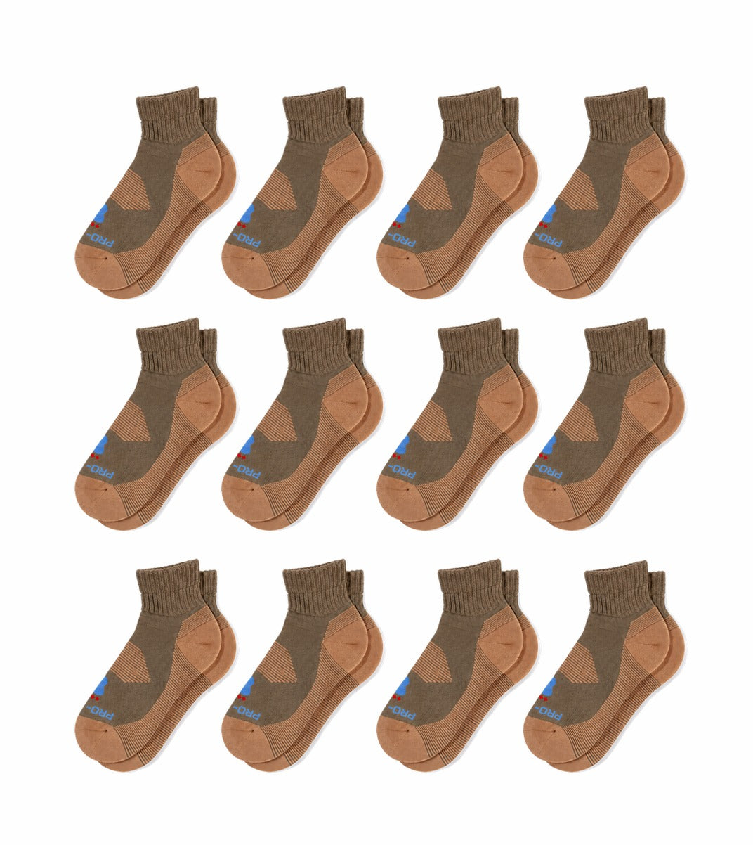 Quarter Cut Diabetic Socks - 2 Pair Pack - Khaki - 12 Pair Pack