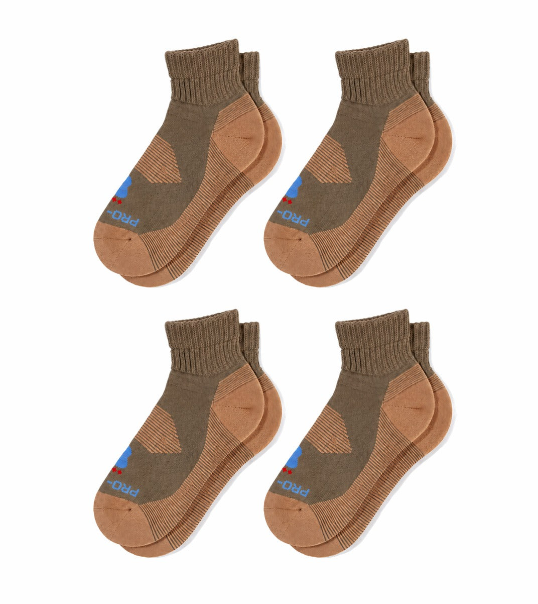 Quarter Cut Diabetic Socks - 2 Pair Pack - Khaki - 4 Pair Pack