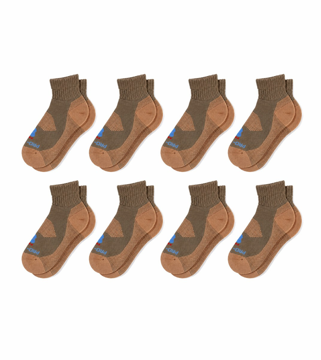Quarter Cut Diabetic Socks - 2 Pair Pack - Khaki - 8 Pair Pack