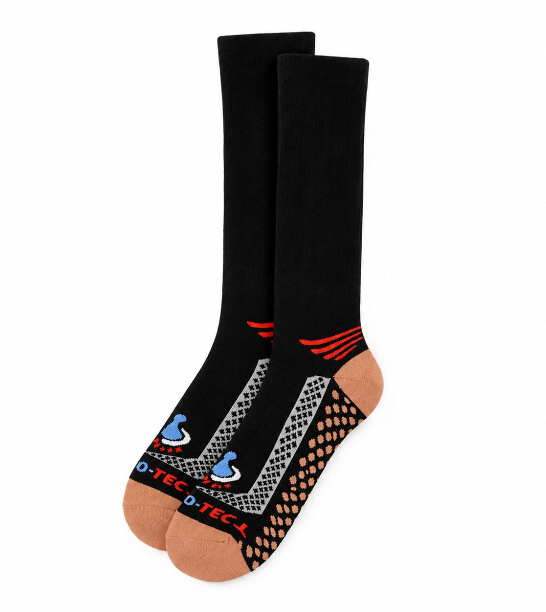 Over The Calf Merino Wool Socks (Men) - Black/Orange - 1 Pair Pack