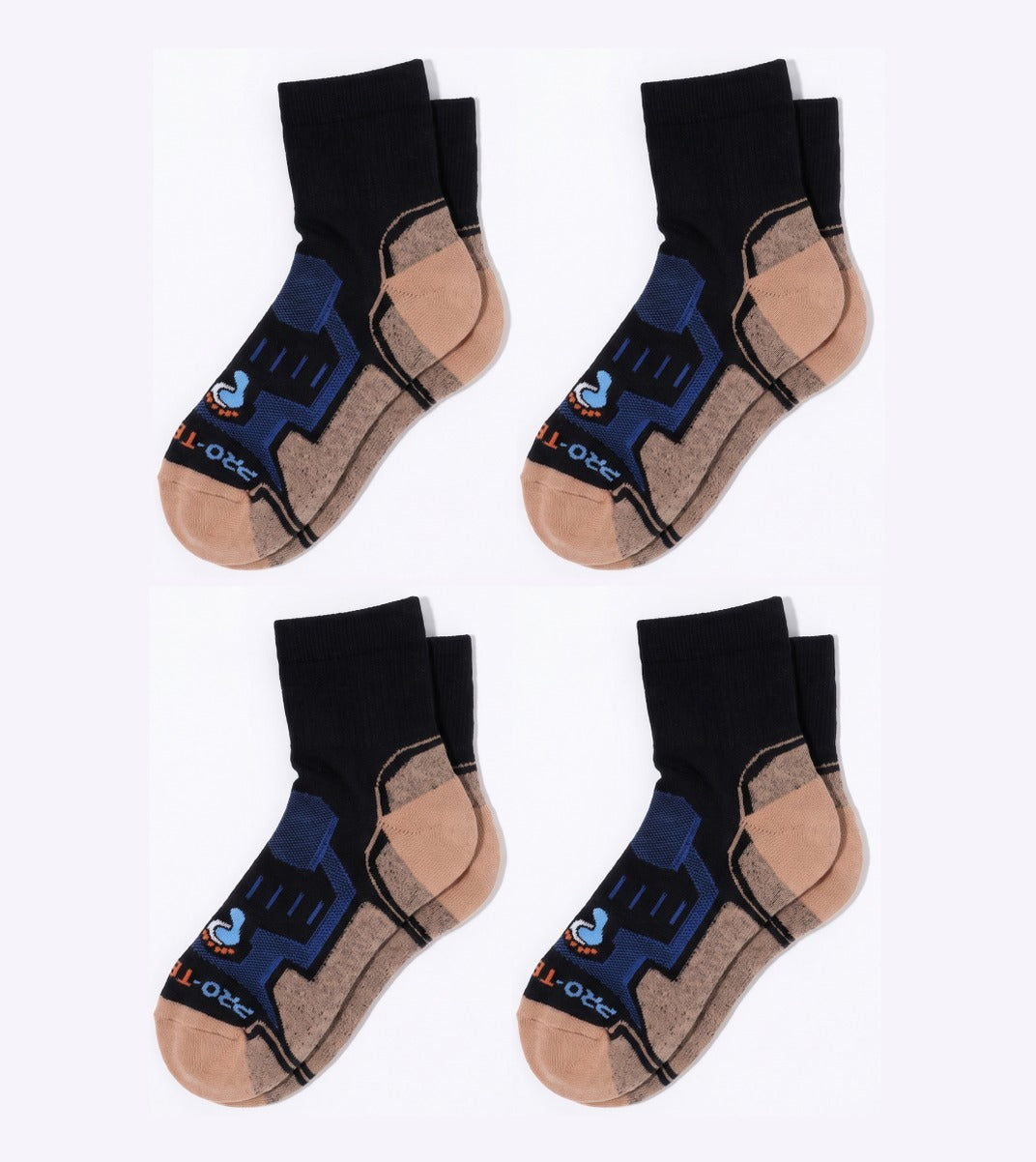 Quarter Cut Hiking Socks (Men) - Black/Royal - 4 Pair Pack