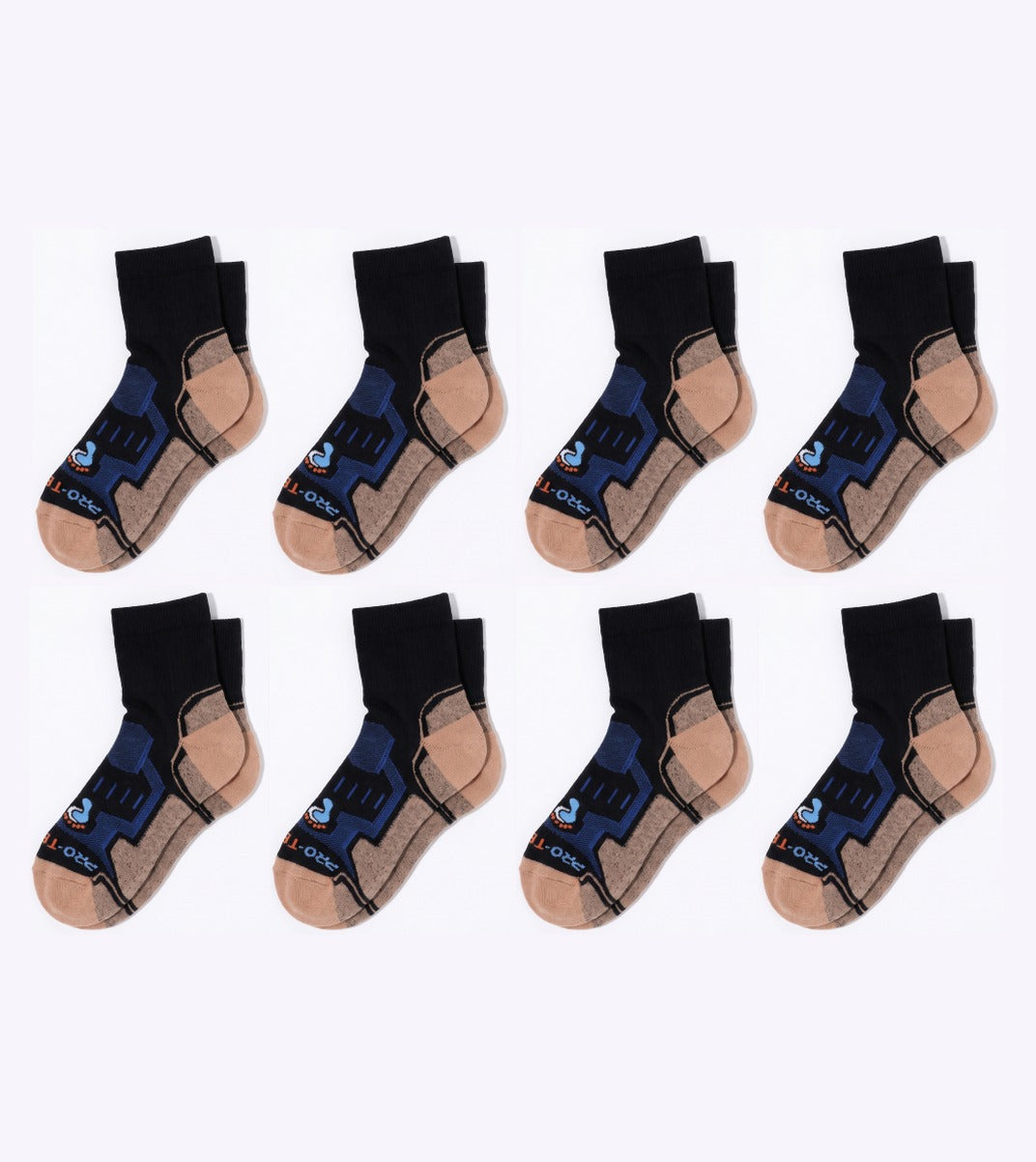 Quarter Cut Hiking Socks (Men) - Black/Royal - 8 Pair Pack