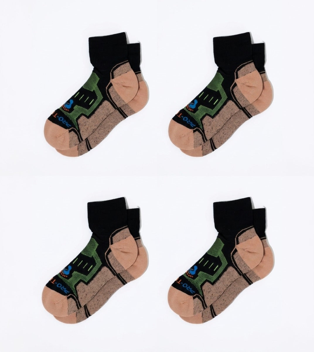 Quarter Cut Hiking Socks (Men) - Black/Yellow - 4 Pair Pack