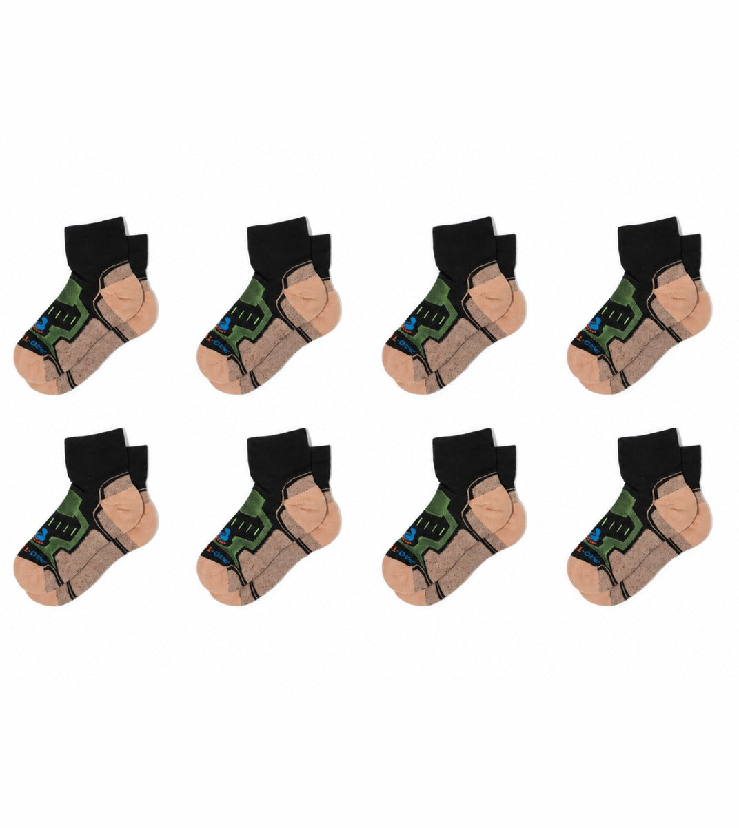 Quarter Cut Hiking Socks (Men) - Black/Yellow - 8 Pair Pack