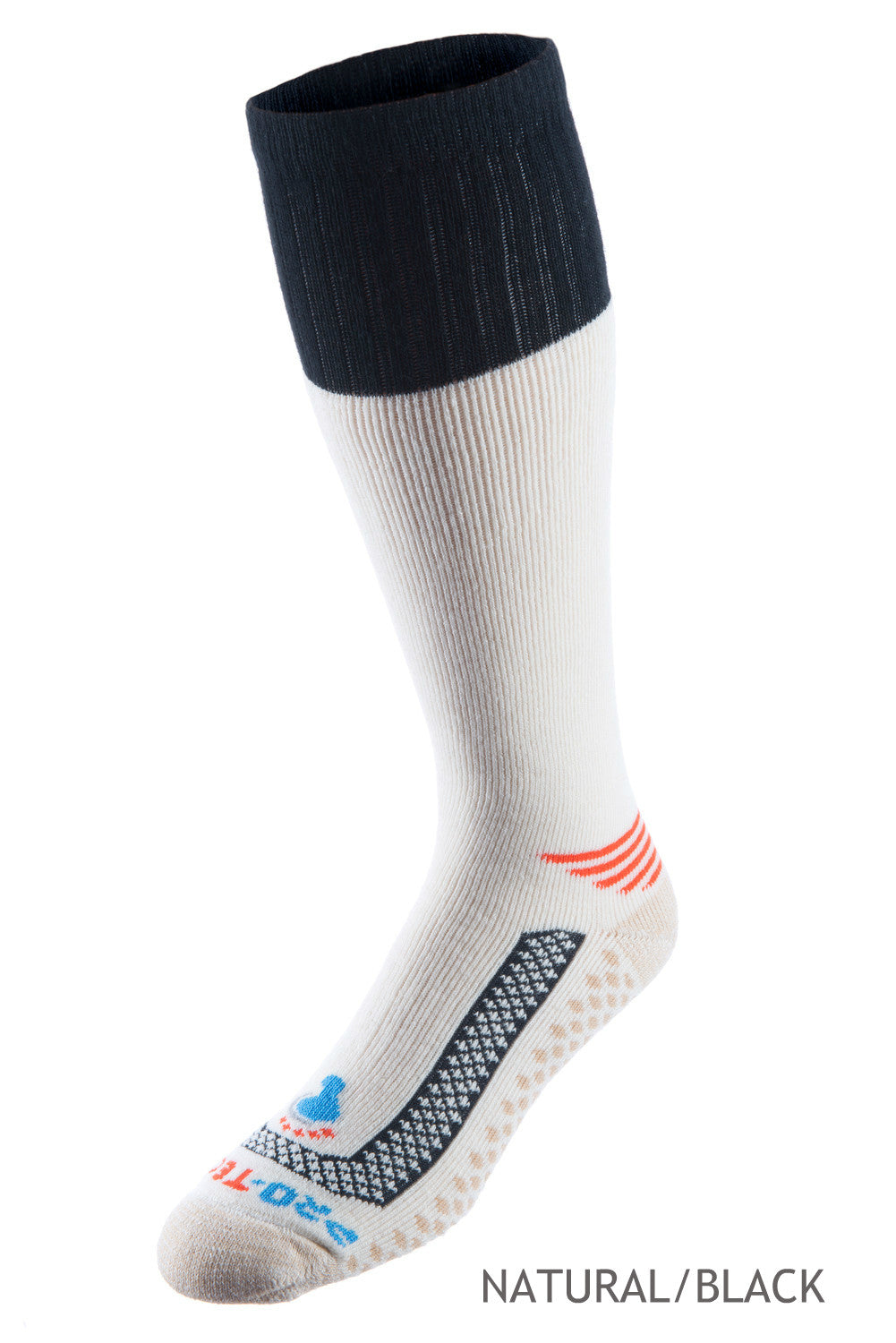 natural over the calf merino wool copper socks with black accents