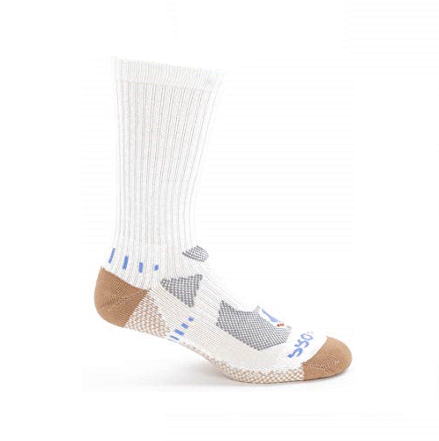 white crew cut copper athletic socks with accents