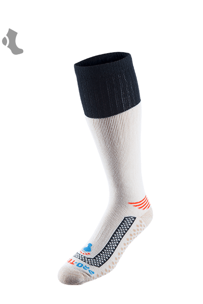 natural over the calf merino wool copper socks with black accents