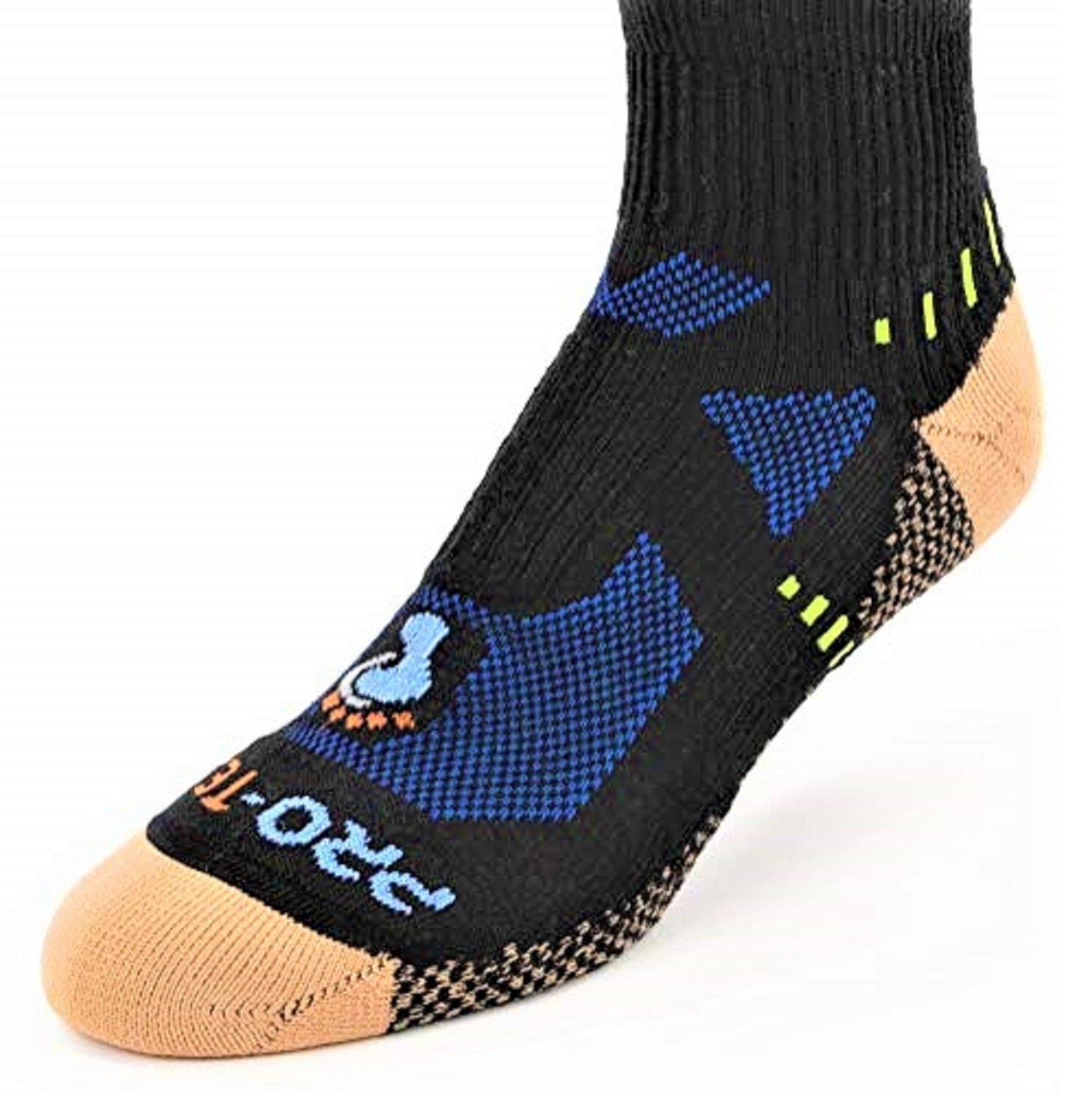 black quarter cut copper athletic socks with accents