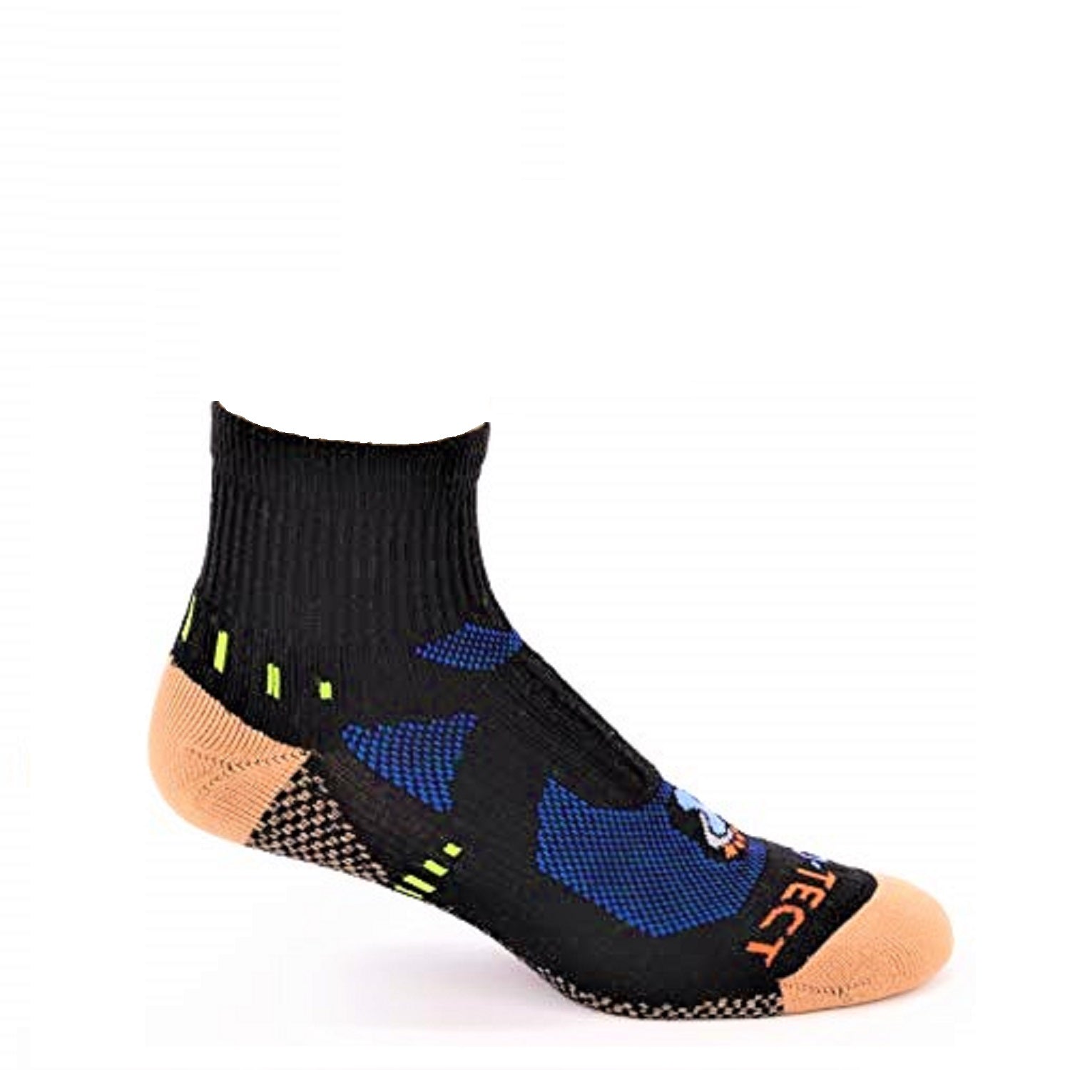 black quarter cut copper athletic socks with accents