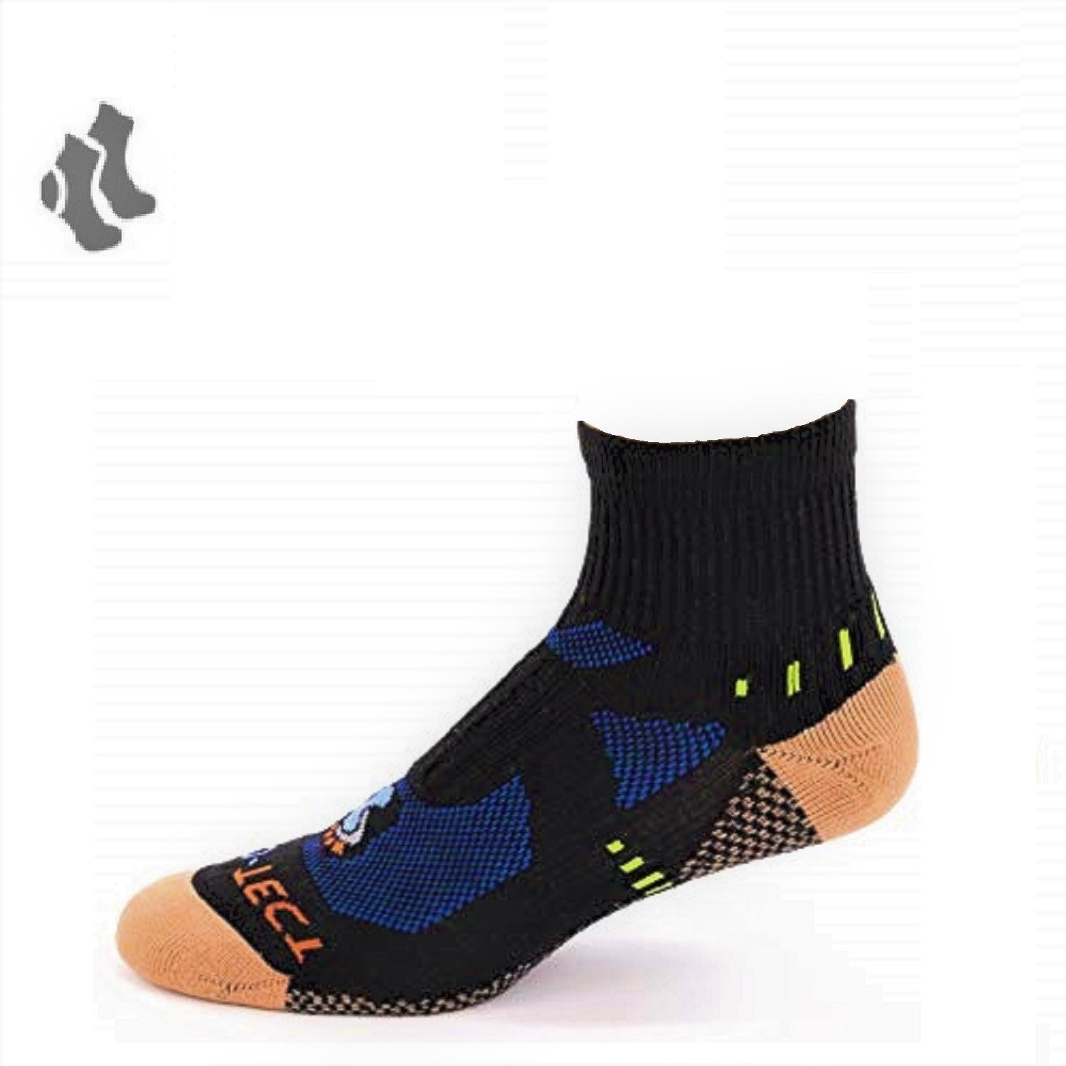 black quarter cut copper athletic socks with accents