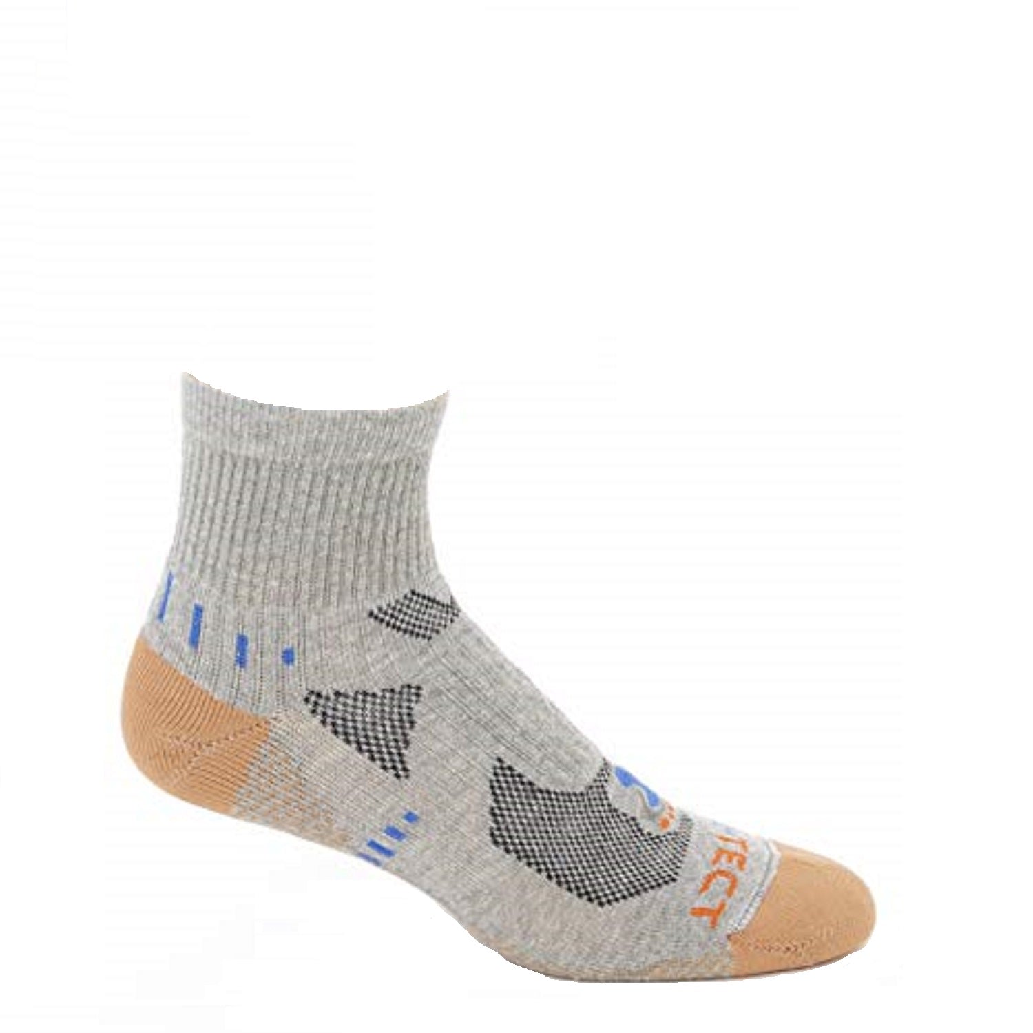 grey heather quarter cut copper athletic socks with accents
