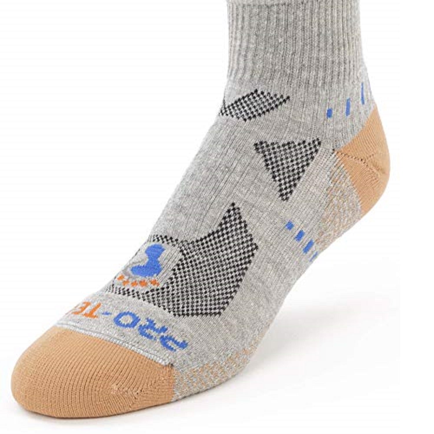 grey heather quarter cut copper athletic socks with accents