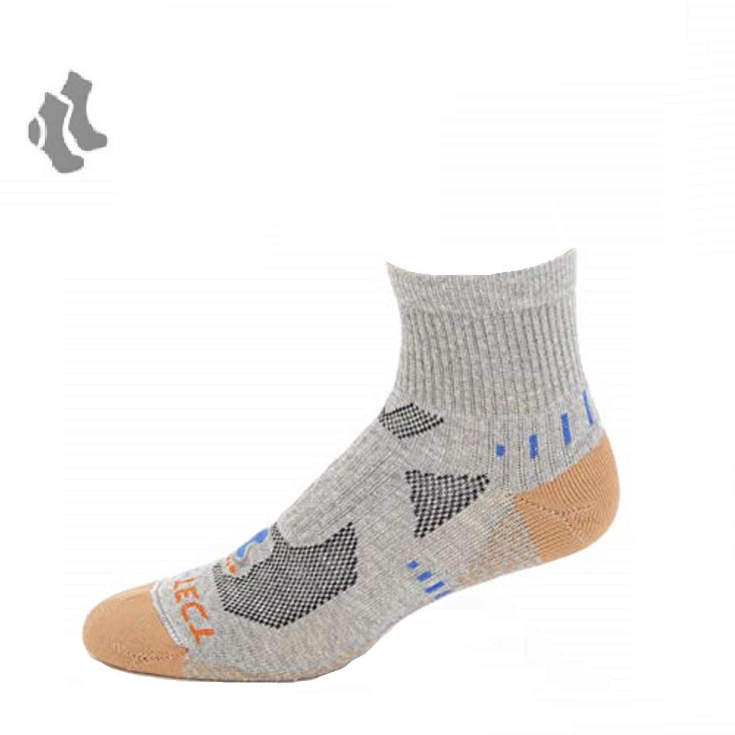grey heather quarter cut copper athletic socks with accents