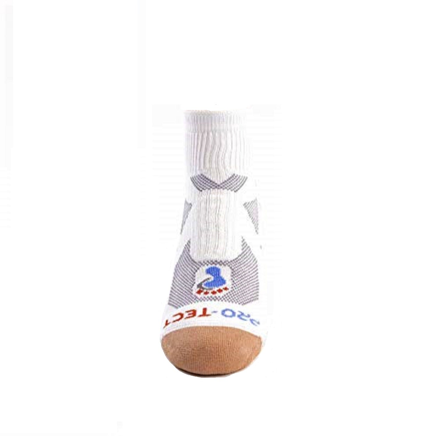 white quarter cut copper athletic socks with accents