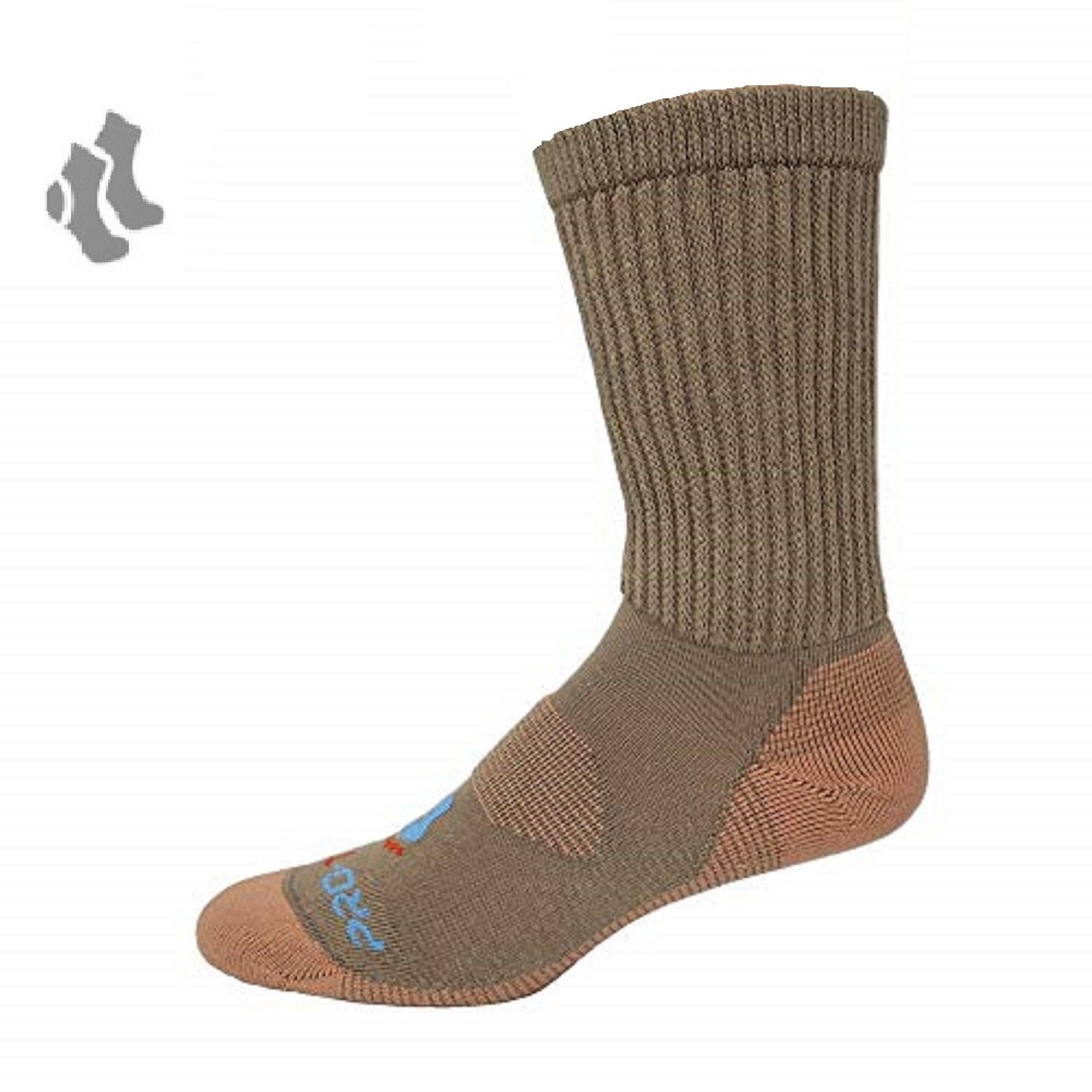 khaki crew cut copper diabetic socks with accents