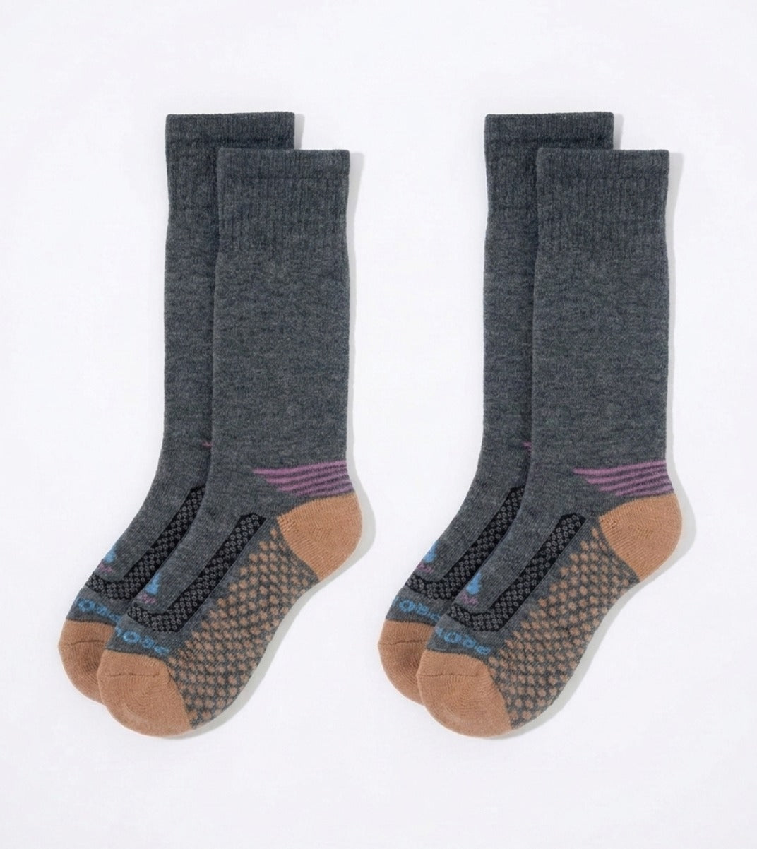 Over the Calf Cold Weather Sock (Women) - Grey/Rose - 2 Pair Pack
