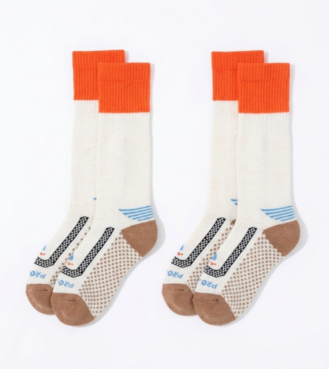 Merino Wool Cold Weather Over the Calf - Natural/Orange (Men) - Natural/Orange - 2 Pair Pack