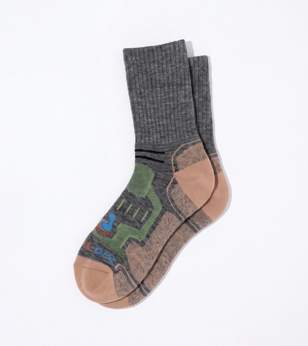Crew Cut Hiking Sock (Men) - Grey/Lime - 1 Pair Pack