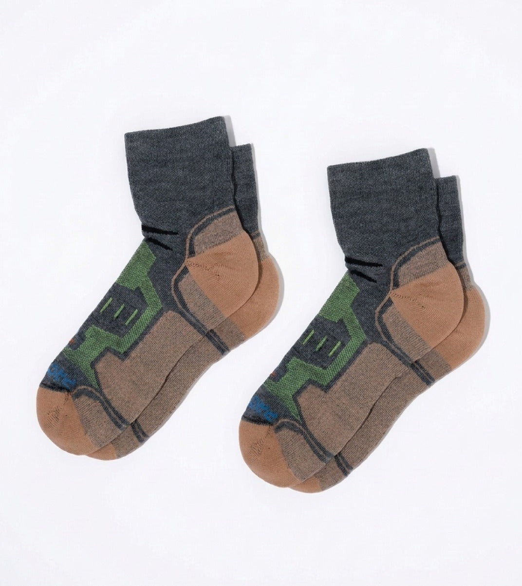 Quarter Cut Hiking Socks (Men) - Grey/Lime - 2 Pair Pack