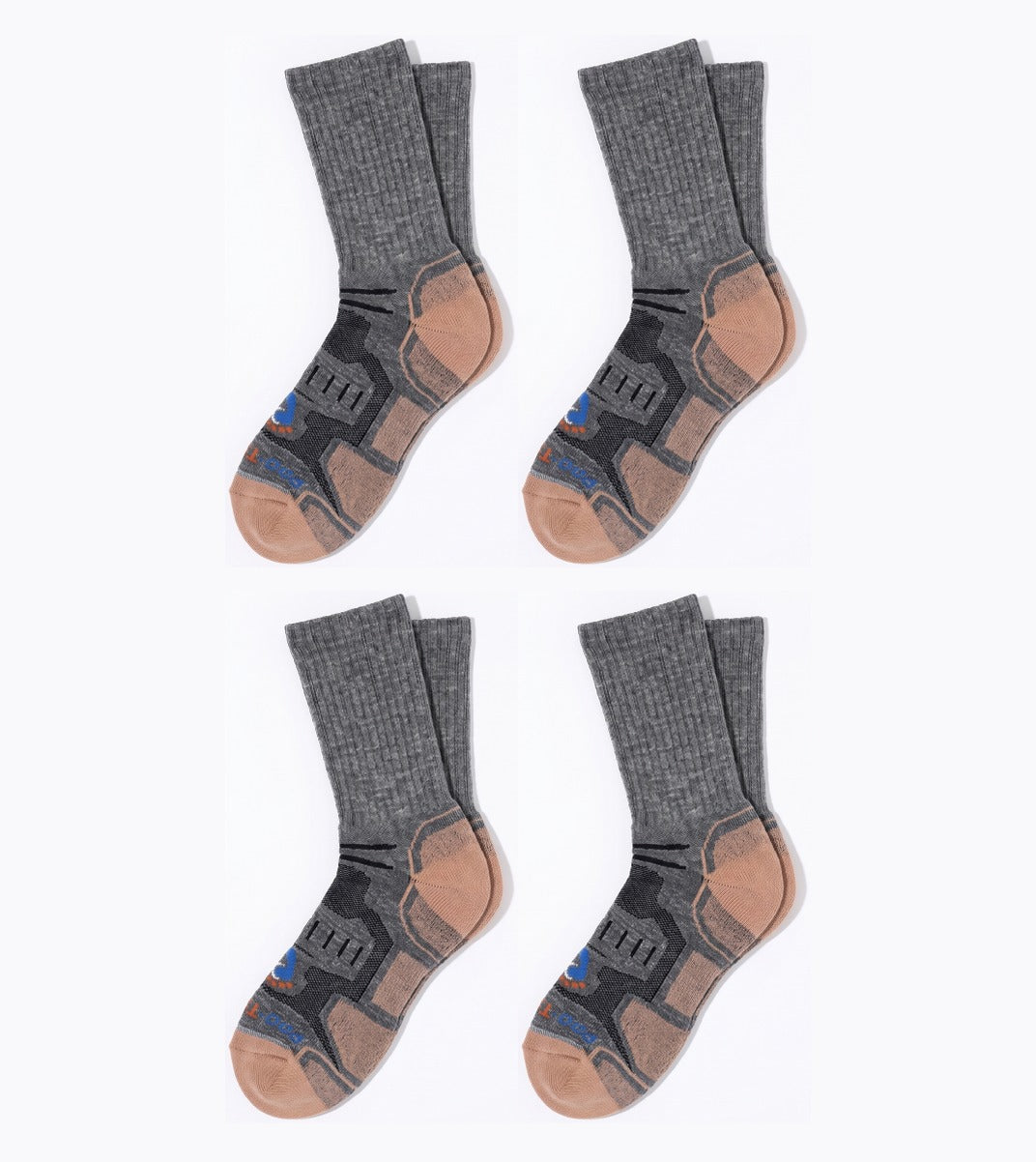 Quarter Cut Hiking Socks (Men) - Grey/Black - 4 Pair Pack