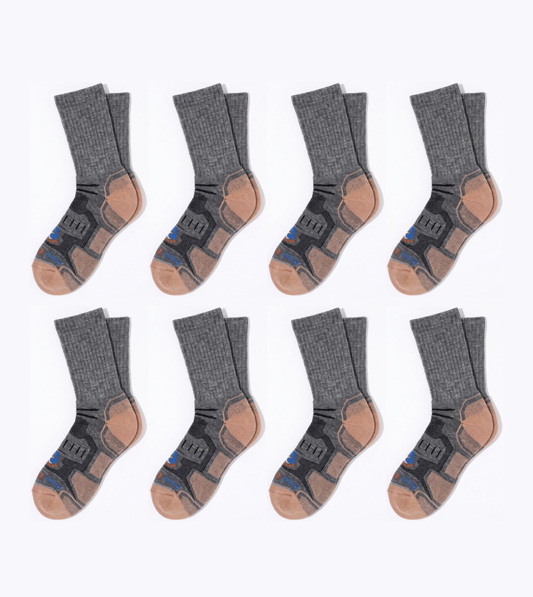Quarter Cut Hiking Socks (Men) - Grey/Black - 8 Pair Pack