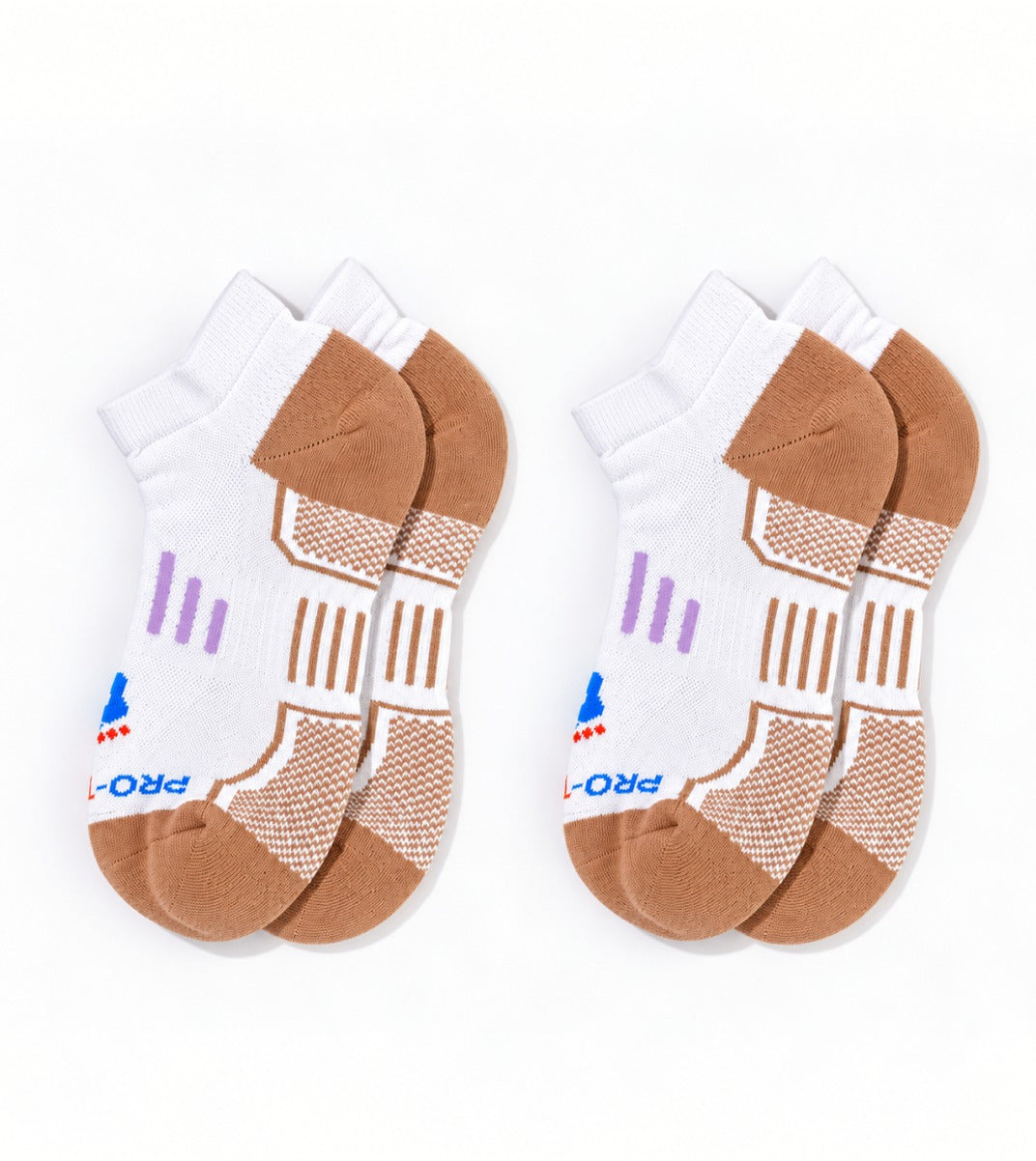 Women's No Show Athletics Socks - 2 Pair Pack - White - Lilac - 2 Pair Pack