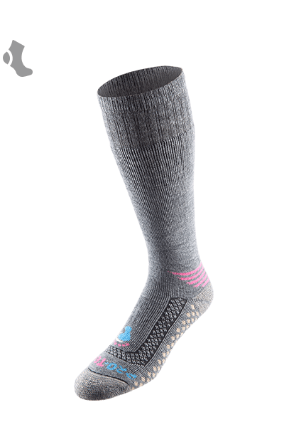 Merino Wool Cold Weather Over the Calf Socks - Grey/Rose - 1 Pair Pack for Women